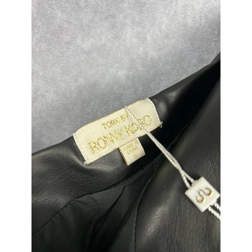 Torn by Ronny Kobo Paloma‎ Skirt Black Faux Leather Bubble Hem